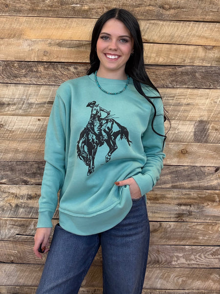 The Bronc Perfect Cut Teal Sweatshirt