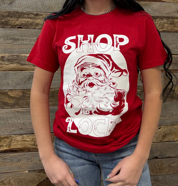The Shop Local Santa Red Tee