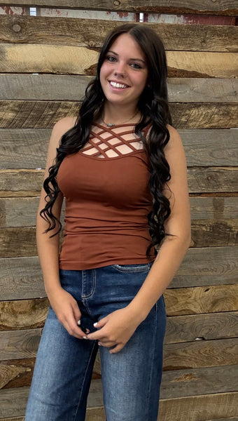 The Strappy Cami Dark Rust Tank Top