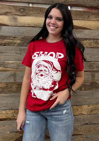 The Shop Local Santa Red Tee