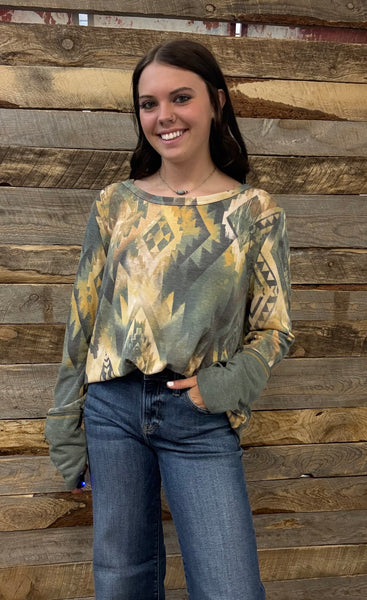 The Around This Aztec Olive Top