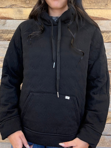 The Quilted Drawstring Front Pocket Hoodie Sweatshirt