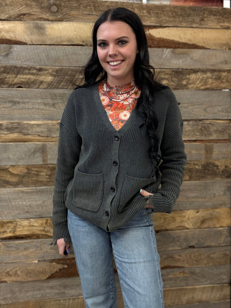 The Really Vintage Dark Grey Sweater Cardigan
