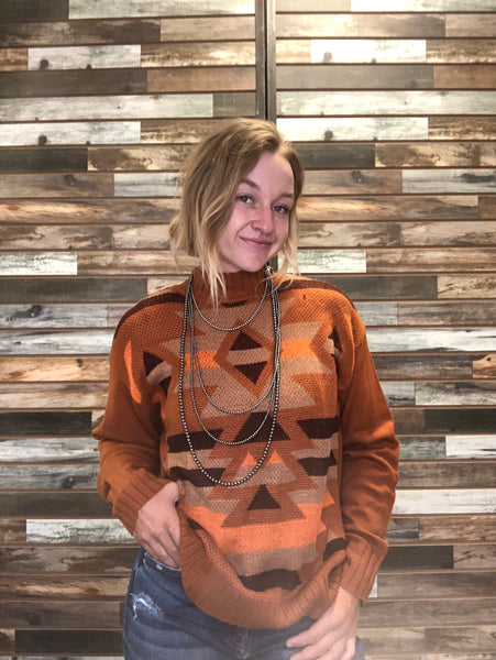 The Best Aztec Rust Sweater