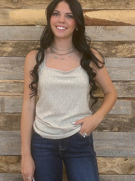 The Talk It Up Mocha Tank Top