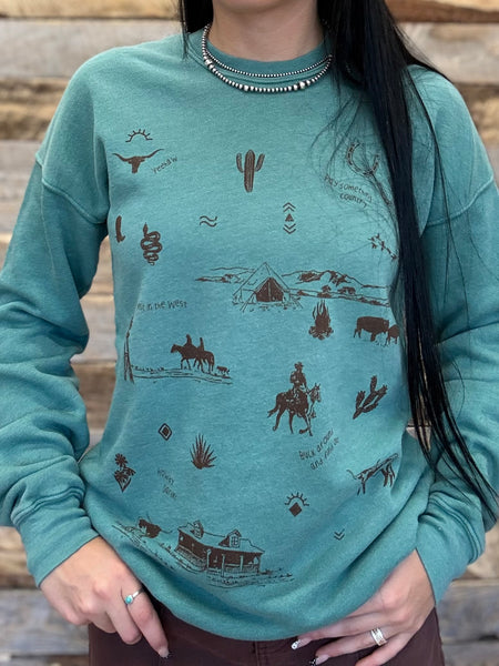 The Western All Over Mineral Dusty Green Sweatshirt