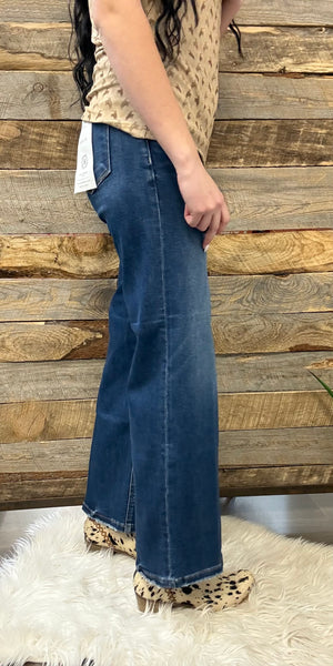 The Harper Tummy Control High Rise Ankle Straight Dark Jean