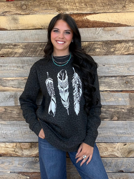 The Feathers Sweatshirt Perfect Cut Black Leopard Sweatshirt
