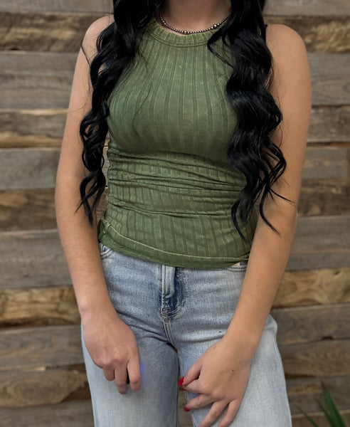 The Remember This Ash Olive Tank Top