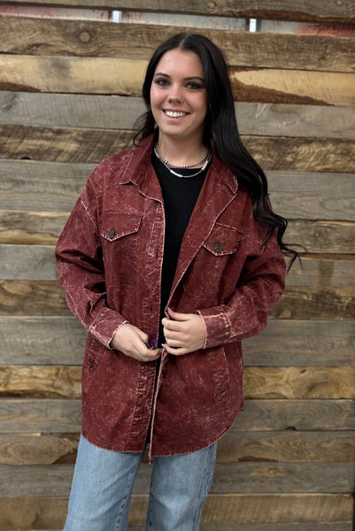 The Way To It Mineral Wash Button Rust Jacket