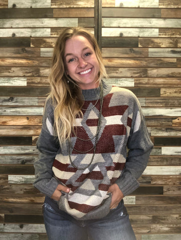 The Best Aztec Grey Sweater