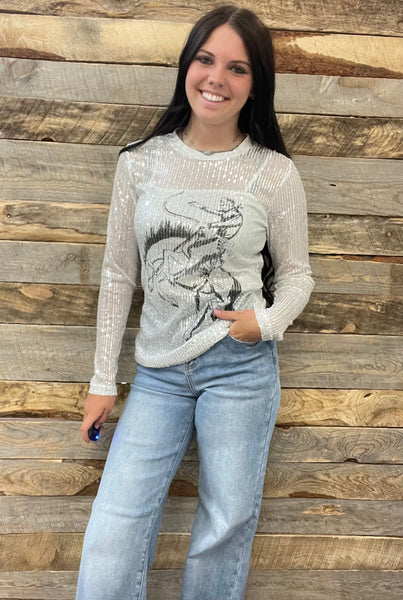 The Buckin' Bronc Sequin Top