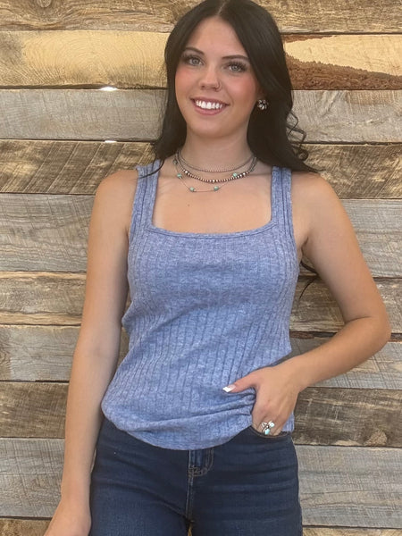 The Talk It Up Light Navy Tank Top