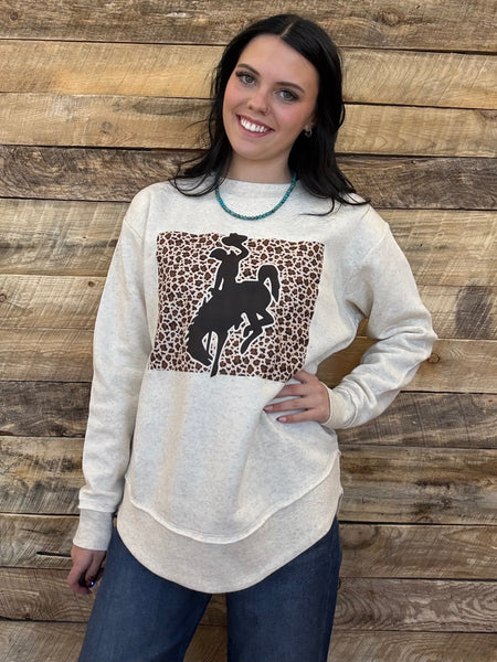 The Leopard Bronc Sweatshirt Perfect Cut Oatmeal Sweatshirt