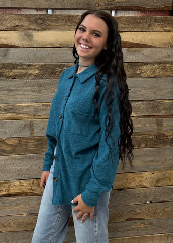 The Follow It Up Teal Jacket