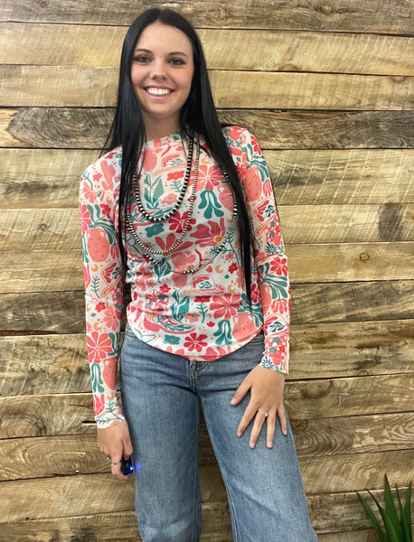The Floral Boots Mesh Top