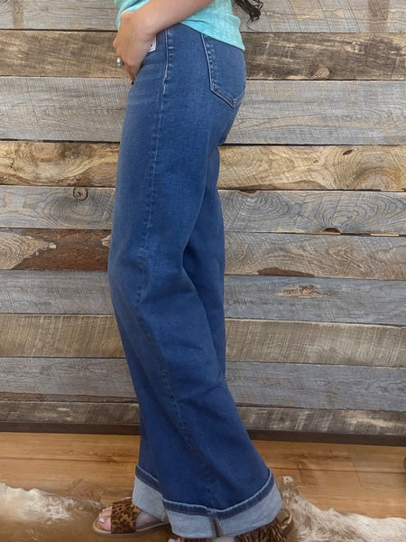 The Lisa Tummy Control High Rise Cuffed Wide Jeans