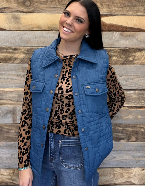 The Simple Solid Quilted Teal Vest