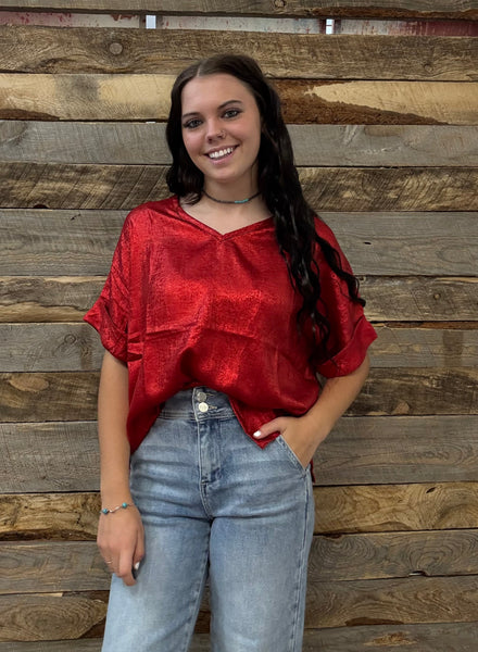 The Metallic Red Top