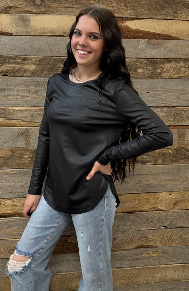 The Long Days Leather Looks Black Top