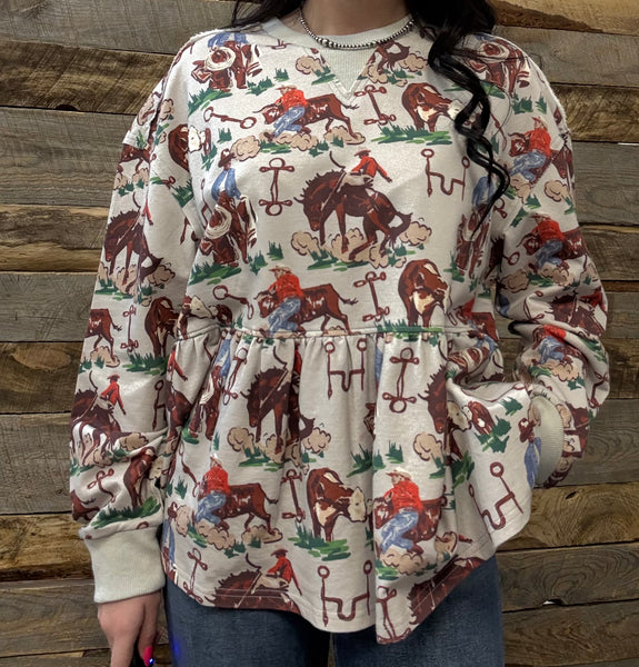 The All Things Cowboy Baby Doll Top