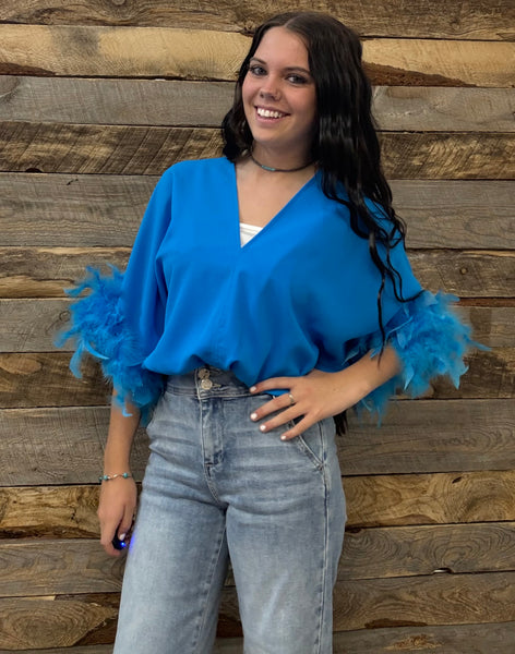 The Fun Feathers Blue Body Suit Top
