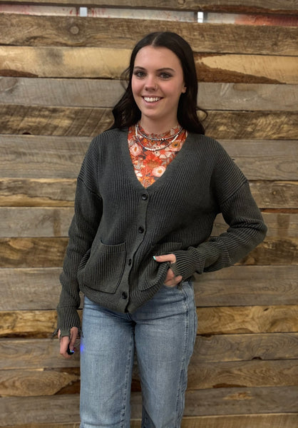 The Really Vintage Dark Grey Sweater Cardigan