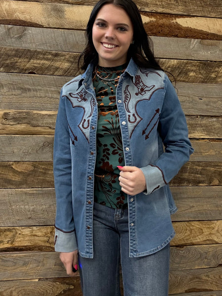 The Look Inside Denim Top Cardigan