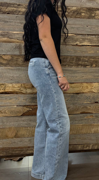 The Julie High Rise Wide Leg Light Jeans