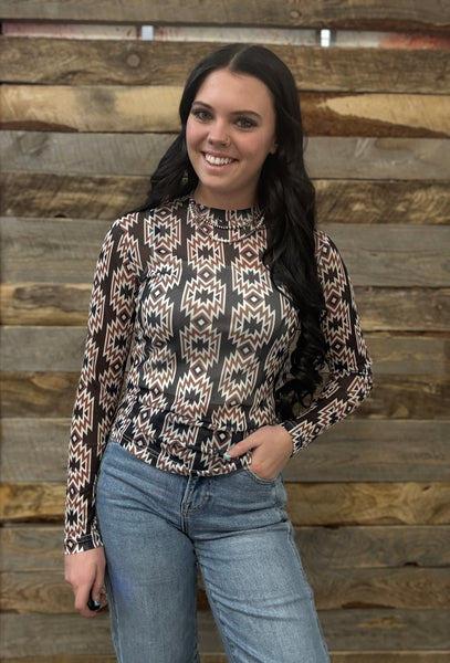 The Aztec Black Mesh Top