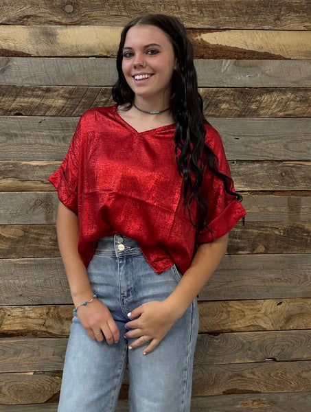 The Metallic Red Top