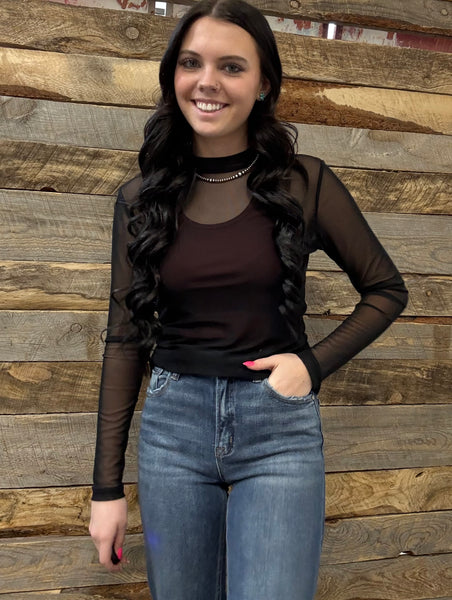 The Black Mesh Top