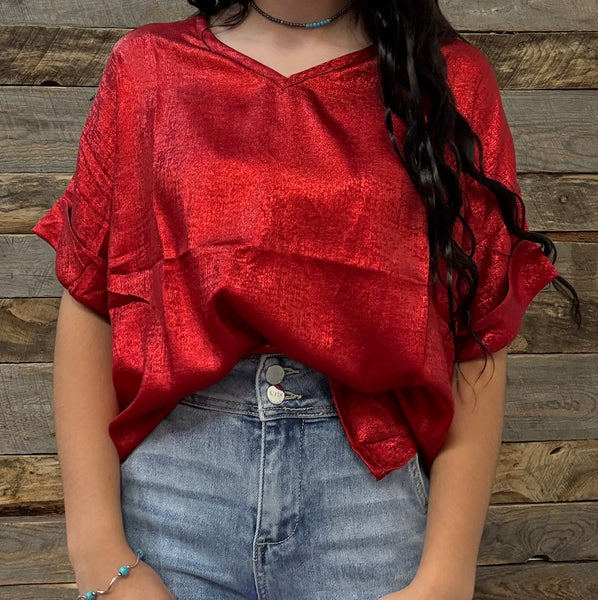 The Metallic Red Top