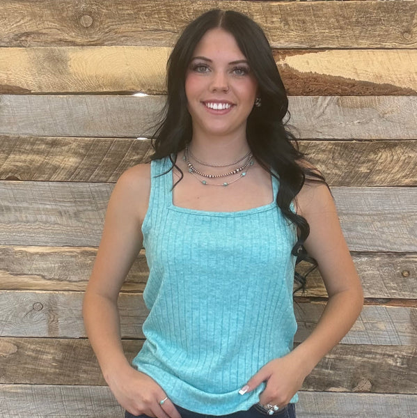 The Talk It Up Turquoise Tank Top
