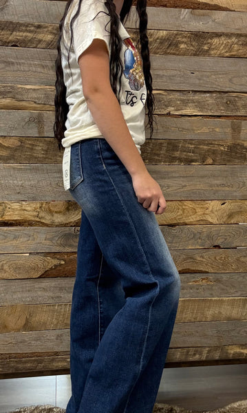 The Marlee High Rise Wide Leg Basic Dark Jeans