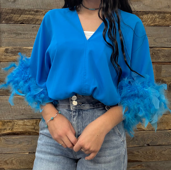 The Fun Feathers Blue Body Suit Top