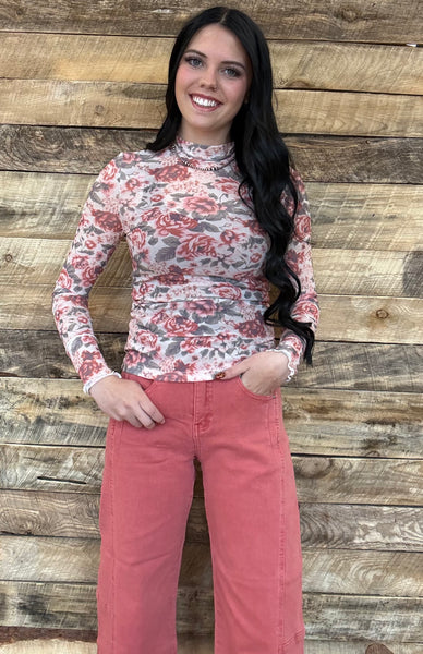 The Floral White Mesh Top