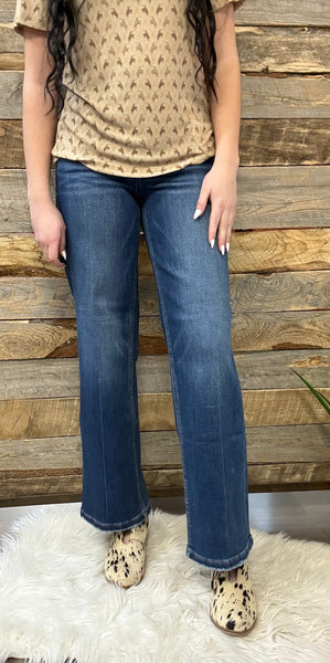 The Harper Tummy Control High Rise Ankle Straight Dark Jean