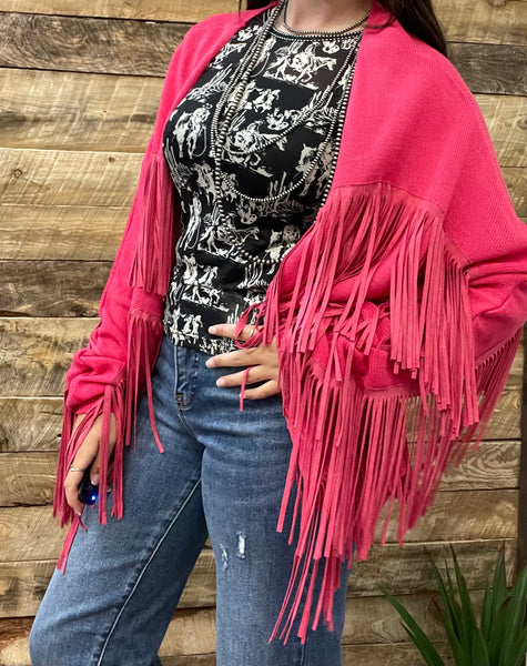 The Fringe and Pink Cardigan Jacket