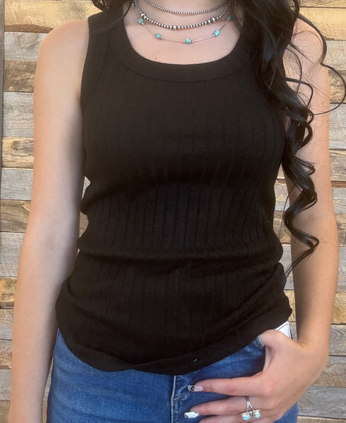 The Talk To Us Black Tank Top