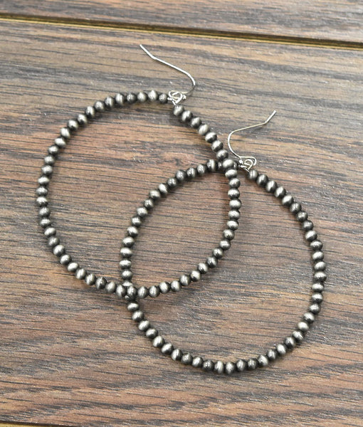 The Long Way Around Navajo Pearl Hoop Silver Earrings