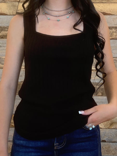 The Talk It Up Black Tank Top