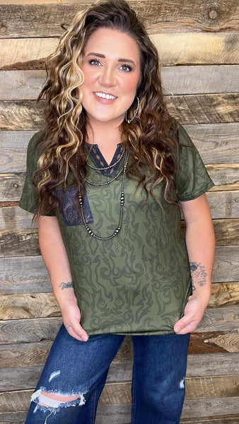 The Boot Stich Olive Top