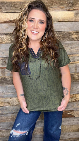 The Boot Stich Olive Top