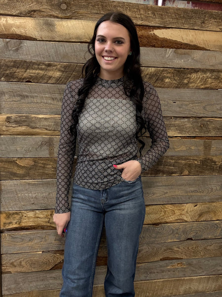 The Diamond Aztec Mesh Top