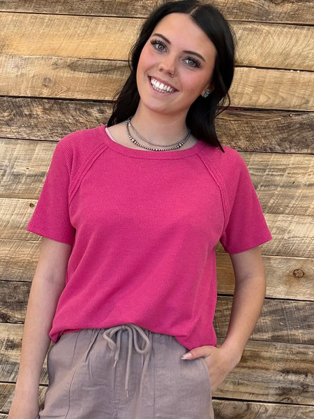 The Best Basic Waffle Hot Pink Top