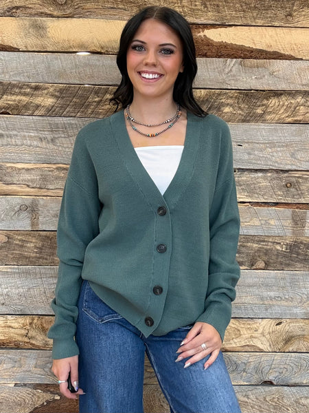 The Way There Button Up Ash Jade Sweater