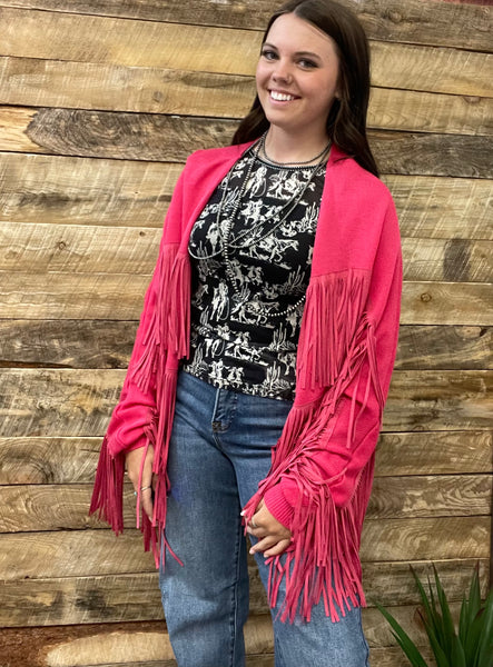 The Fringe and Pink Cardigan Jacket