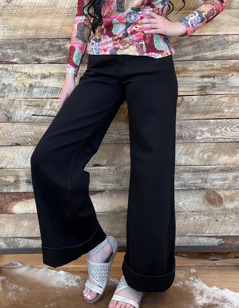 The Oaklyn Black High Rise Ankle Wide Jean