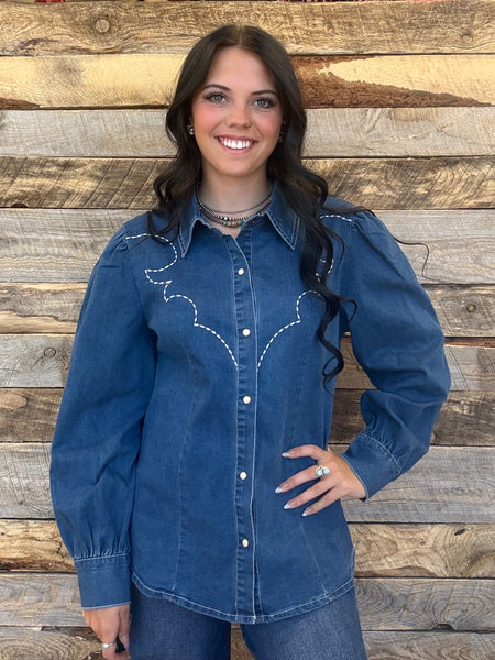 The Make A Mark Dark Denim Top